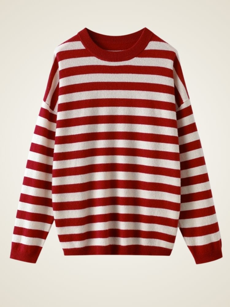 Lanly Cashmere Striped Sweater -  Mongolia Knit Crewneck