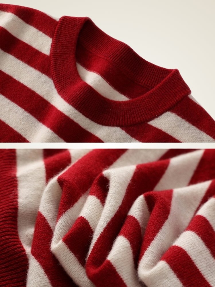 Lanly Cashmere Striped Sweater -  Mongolia Knit Crewneck