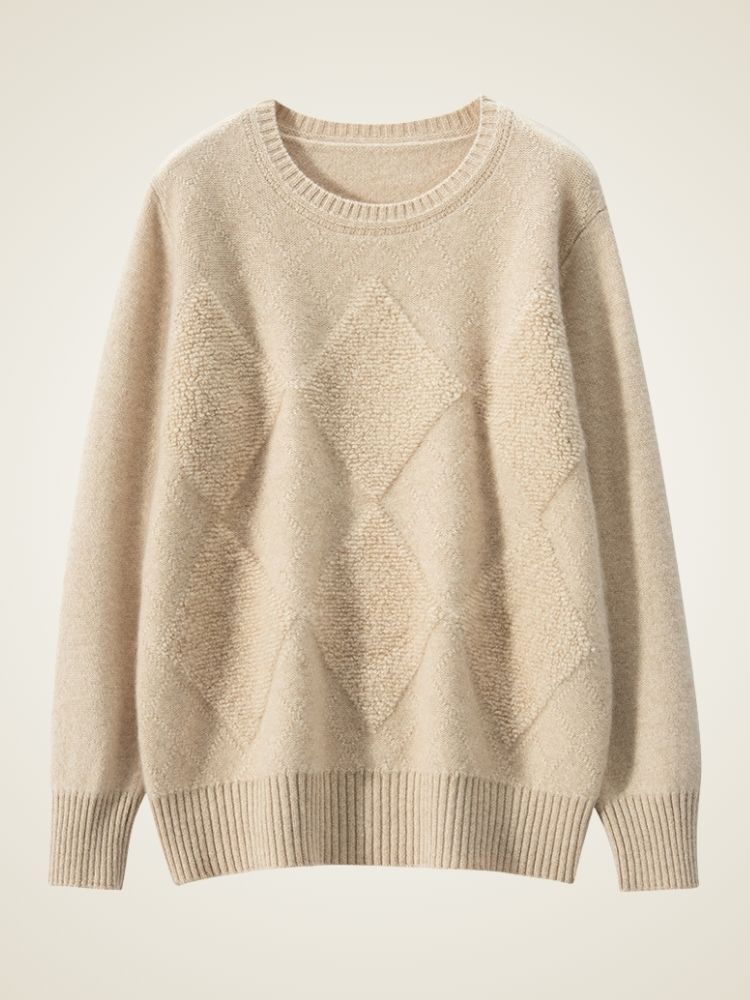 Lanly Cashmere Textured Knit Sweater - Mongolia Cashmere Crewneck