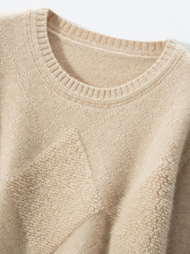 Lanly Cashmere Textured Knit Sweater - Mongolia Cashmere Crewneck
