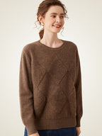 Lanly Cashmere Textured Knit Sweater - Mongolia Cashmere Crewneck