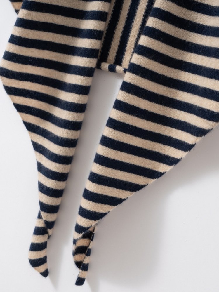 Lanly Cashmere Triangle Scarf - Mongolia Striped Shawl Wrap
