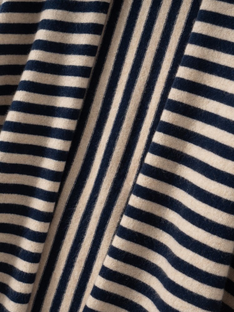 Lanly Cashmere Triangle Scarf - Mongolia Striped Shawl Wrap
