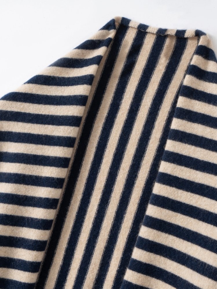 Lanly Cashmere Triangle Scarf - Mongolia Striped Shawl Wrap