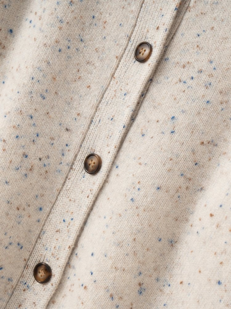 Lanly Cashmere Tweed Cardigan - Beige Mongolia Speckled Crewneck Sweater