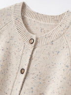 Lanly Cashmere Tweed Cardigan - Beige Mongolia Speckled Crewneck Sweater