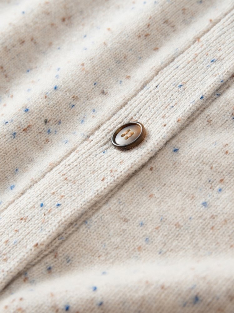 Lanly Cashmere Tweed Cardigan - Beige Mongolia Speckled Crewneck Sweater