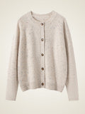 Lanly Cashmere Tweed Cardigan - Beige Mongolia Speckled Crewneck Sweater