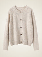 Lanly Cashmere Tweed Cardigan - Beige Mongolia Speckled Crewneck Sweater