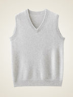 Lanly Cashmere V-Neck Sweater Vest - Camel Mongolia Cashmere Knit Slipover