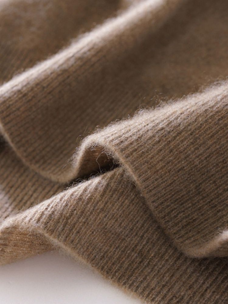 Lanly Cashmere V-Neck Sweater Vest - Camel Mongolia Cashmere Knit Slipover