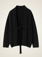 Lanly Cashmere Wrap Cardigan - Mongolia Open-Front Belted Jacket