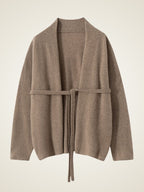 Lanly Cashmere Wrap Cardigan - Mongolia Open-Front Belted Jacket