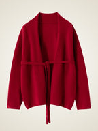 Lanly Cashmere Wrap Cardigan - Mongolia Open-Front Belted Jacket