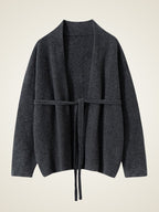 Lanly Cashmere Wrap Cardigan - Mongolia Open-Front Belted Jacket