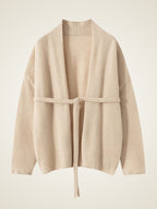 Lanly Cashmere Wrap Cardigan - Mongolia Open-Front Belted Jacket