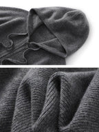 Lanly Cashmere Zip-Up Hoodie - Mongolia Plain Knit Cardigan