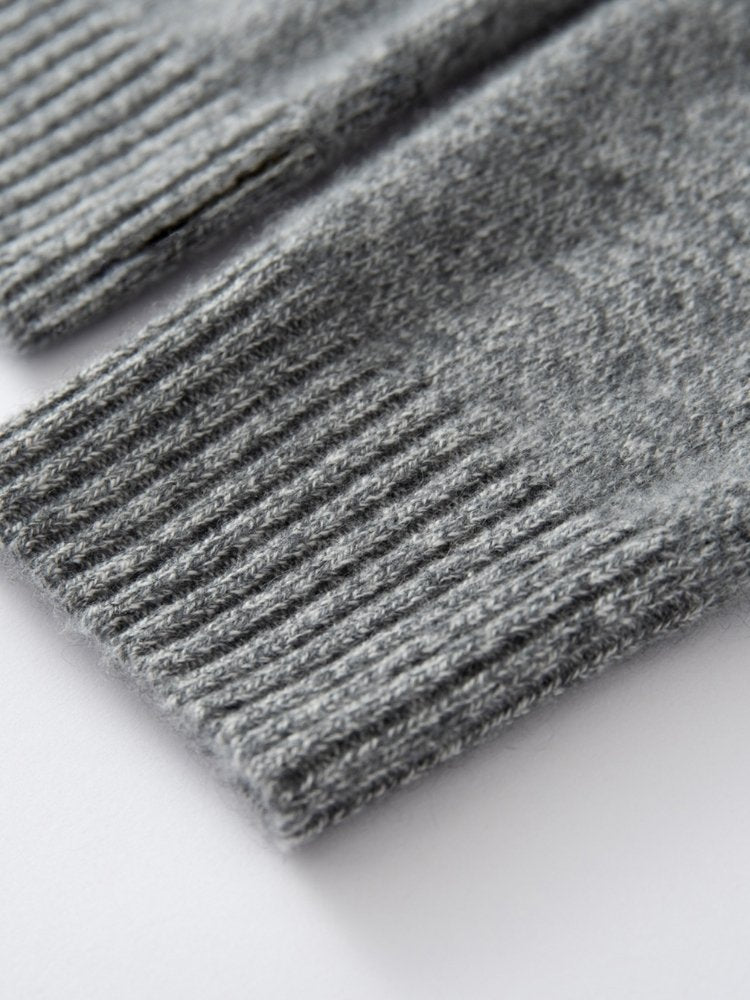 Lanly Cashmere Zip-Up Hoodie Jacket - Grey Mongolia Cashmere Cardigan