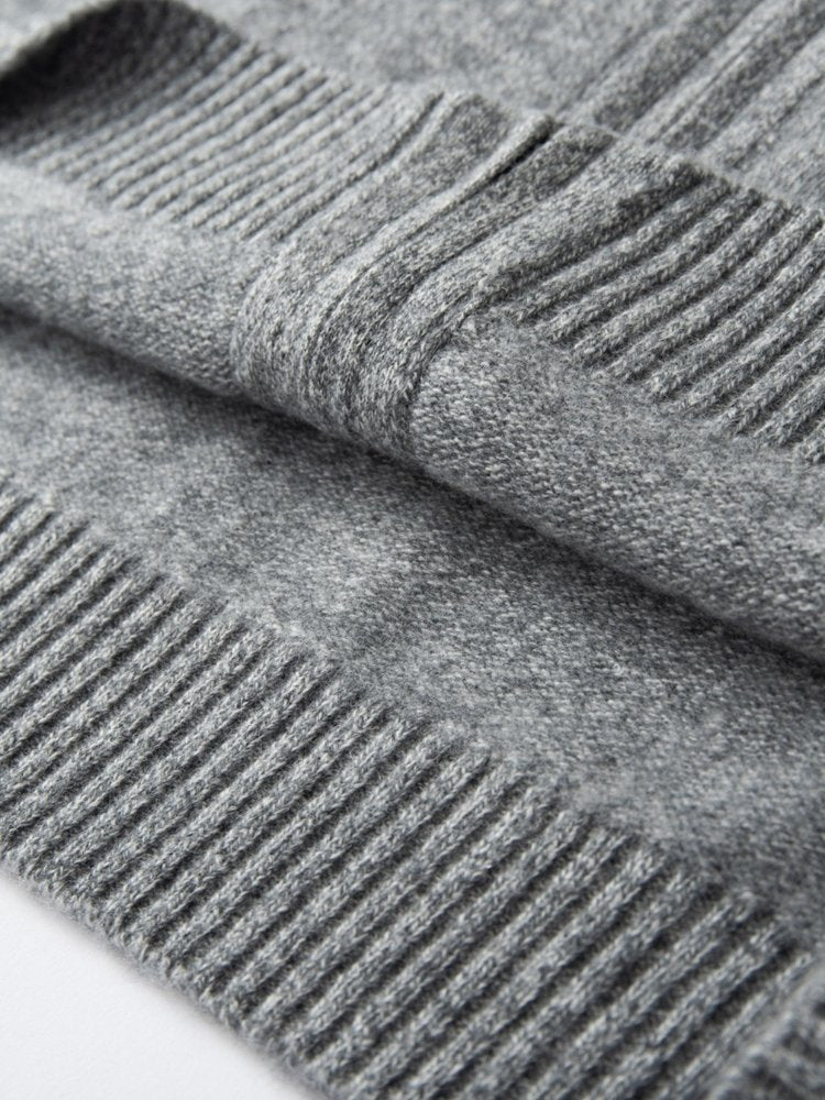 Lanly Cashmere Zip-Up Hoodie Jacket - Grey Mongolia Cashmere Cardigan