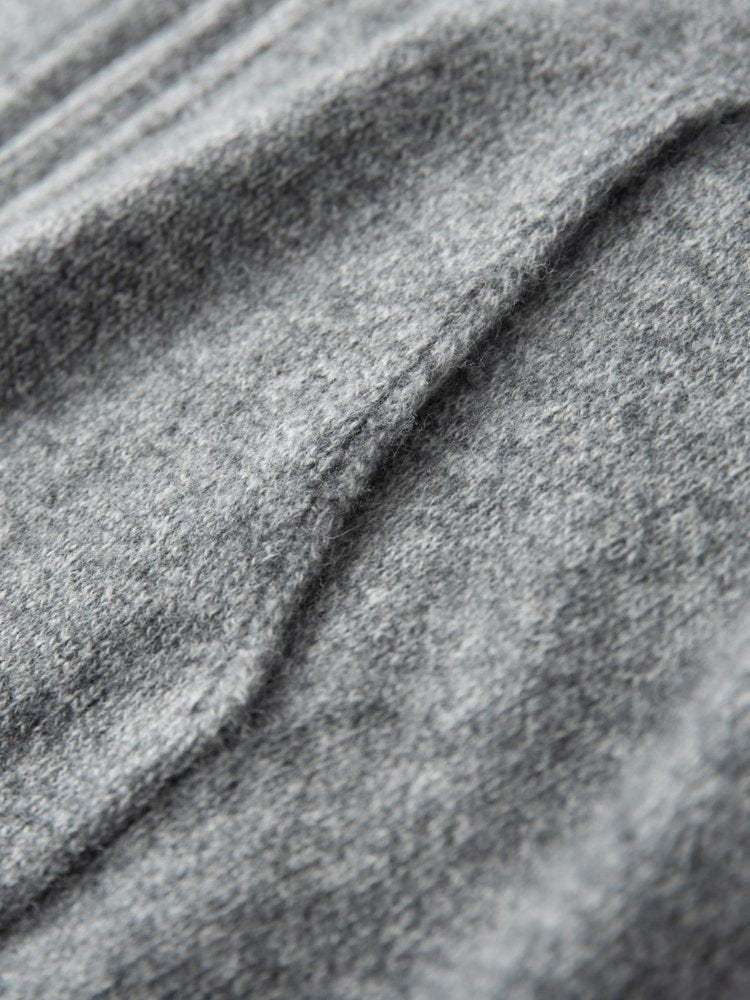 Lanly Cashmere Zip-Up Hoodie Jacket - Grey Mongolia Cashmere Cardigan