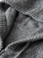 Lanly Cashmere Zip-Up Hoodie Jacket - Grey Mongolia Cashmere Cardigan