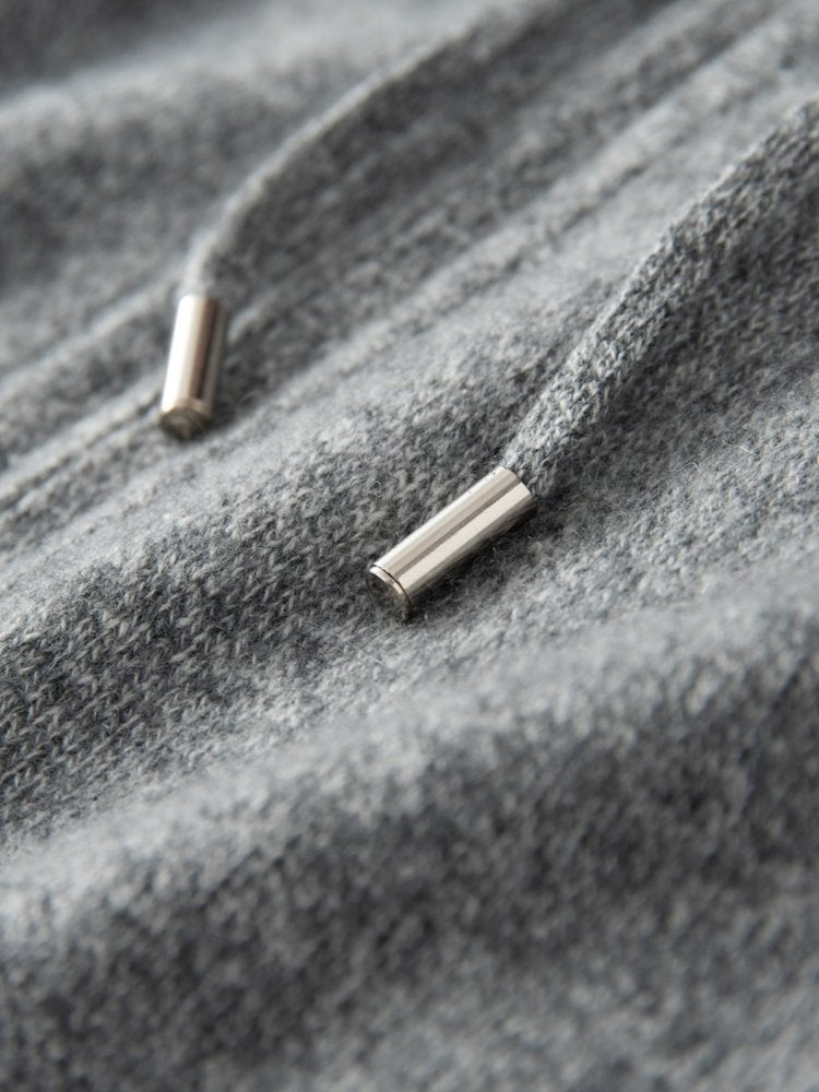 Lanly Cashmere Zip-Up Hoodie Jacket - Grey Mongolia Cashmere Cardigan