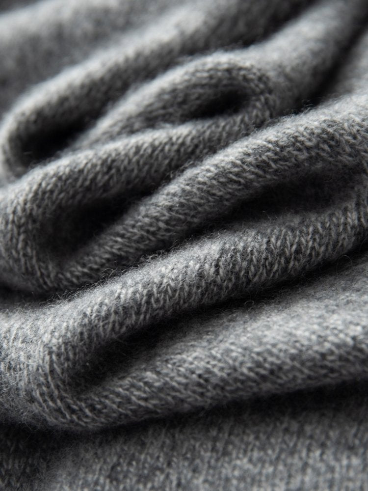 Lanly Cashmere Zip-Up Hoodie Jacket - Grey Mongolia Cashmere Cardigan