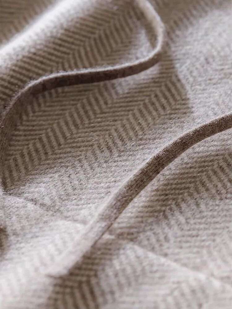 Lanlycashmere Cashmere Hoodie – Herringbone Knit Hooded Sweater