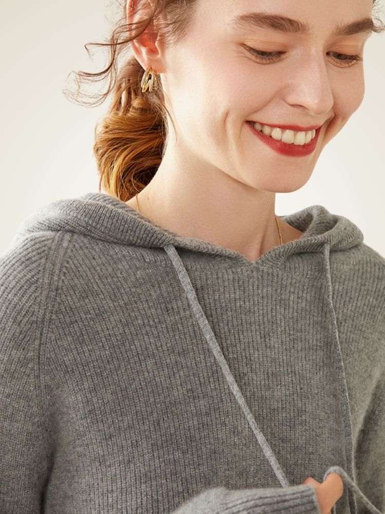 Lanlycashmere Cashmere Hoodie Pullover – Soft Luxury Knit Hooded Sweater