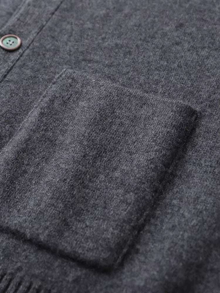 Lanlycashmere Men Crew Neck Cashmere Cardigan
