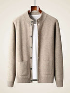 Lanlycashmere Men Crew Neck Cashmere Cardigan