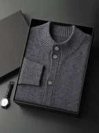 Lanlycashmere Men Crew Neck Cashmere Cardigan
