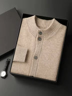 Lanlycashmere Men Crew Neck Cashmere Cardigan