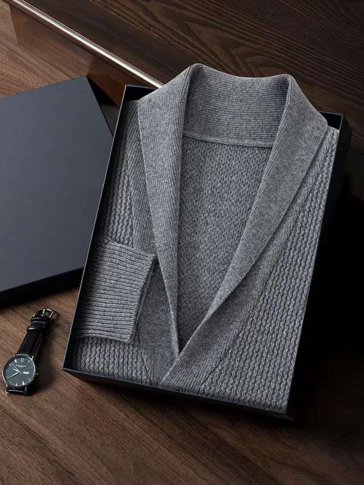Lanlycashmere Men Shawl Collar Cashmere Cardigan