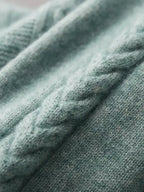 Lanlycashmere Men’s Cable Knit Crew Neck Cashmere Sweater