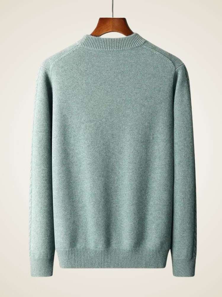 Lanlycashmere Men’s Cable Knit Crew Neck Cashmere Sweater