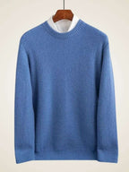 Lanlycashmere Men’s Herringbone Crew Neck Cashmere Sweater