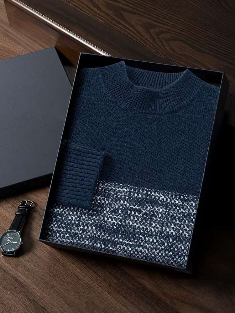 Lanlycashmere Men’s Mock Neck Cashmere Sweater