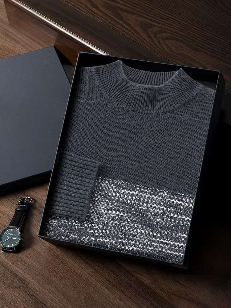 Lanlycashmere Men’s Mock Neck Cashmere Sweater