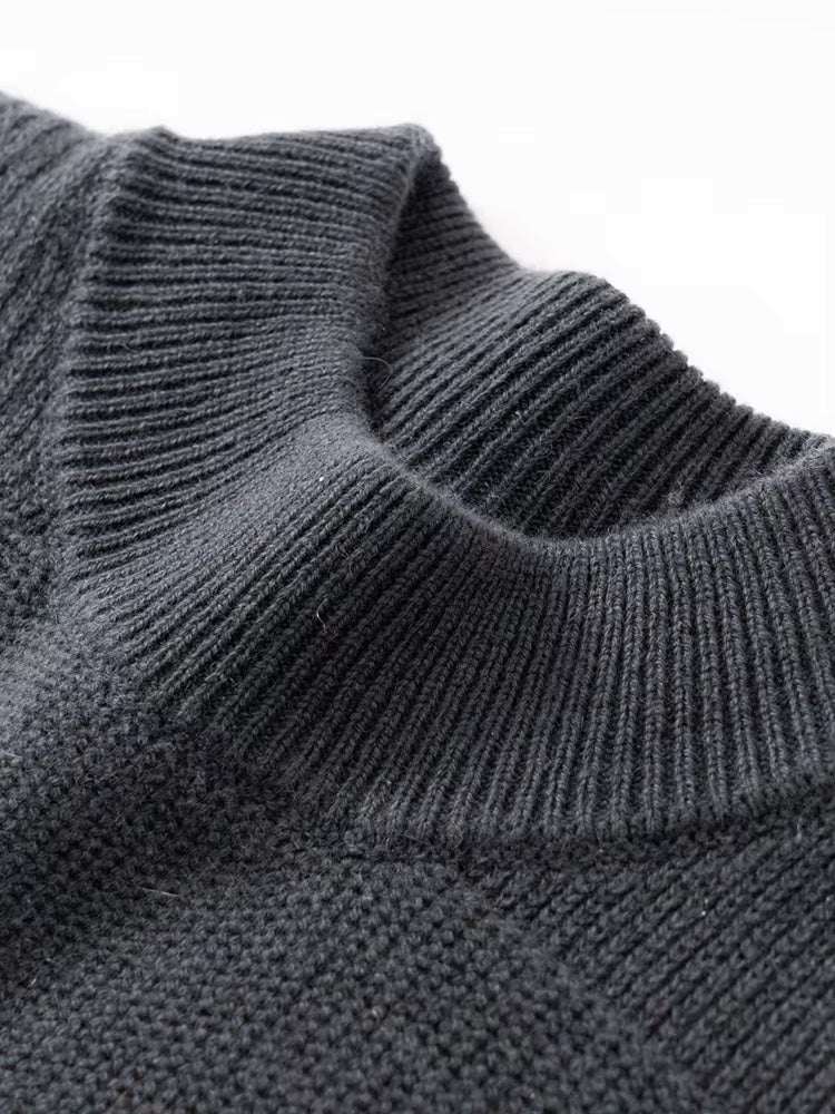 Lanlycashmere Men’s Mock Neck Cashmere Sweater
