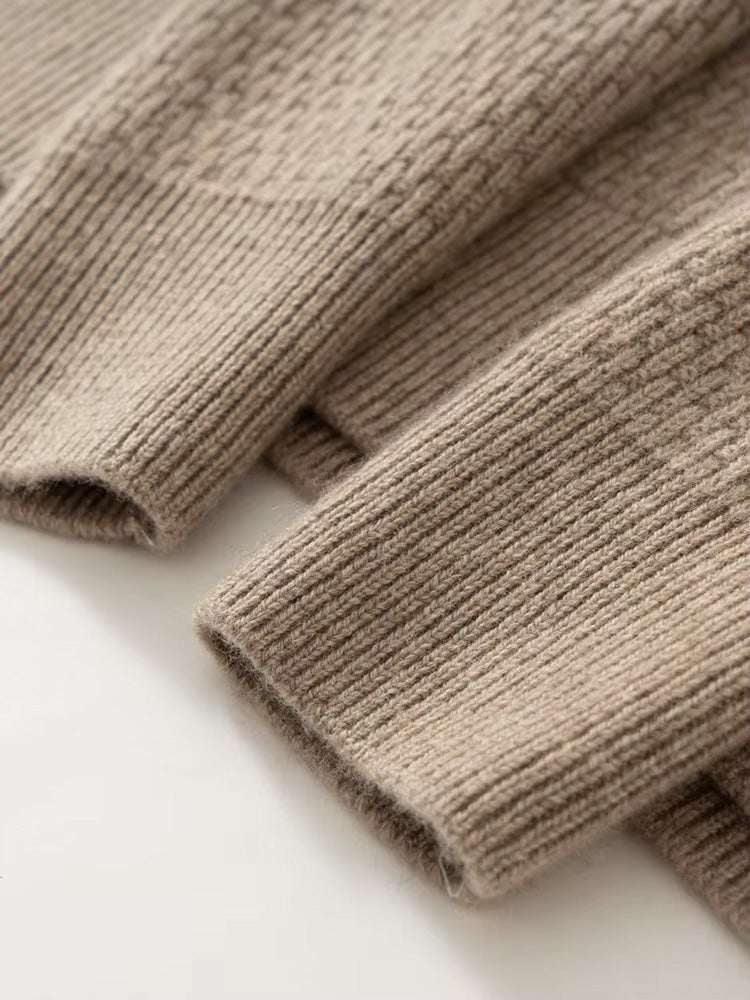 Lanlycashmere Men’s Textured Mock Neck Cashmere Sweater