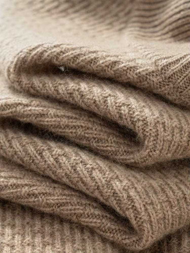 Lanlycashmere Men’s Textured Mock Neck Cashmere Sweater