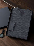 Lanlycashmere Men’s Textured Mock Neck Cashmere Sweater