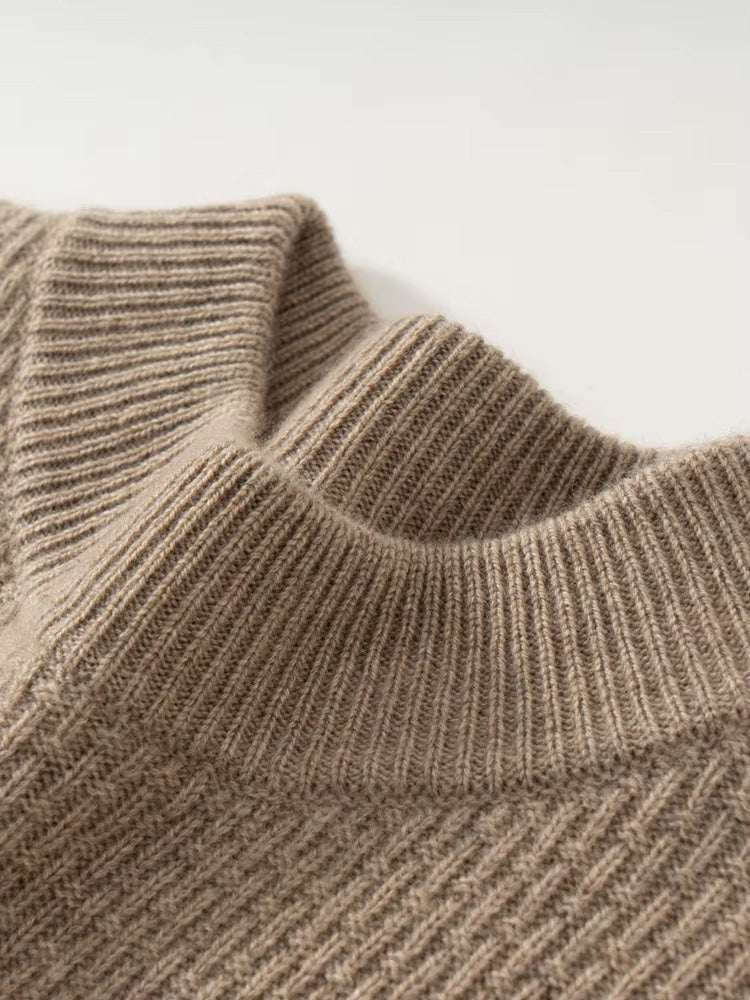 Lanlycashmere Men’s Textured Mock Neck Cashmere Sweater