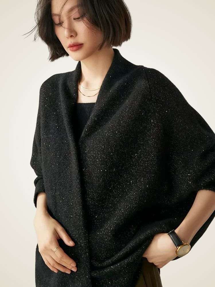 Lanlycashmere Women Cashmere Shawl Cardigan