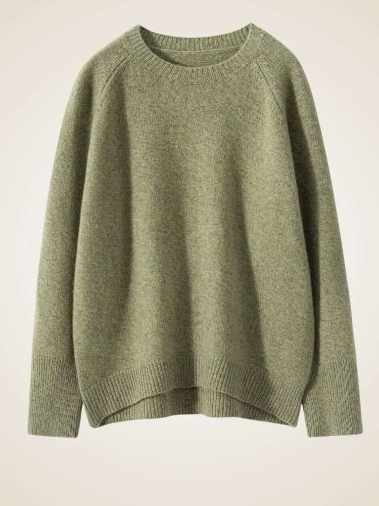 Lanlycashmere Women Crew Neck Cashmere Sweater 