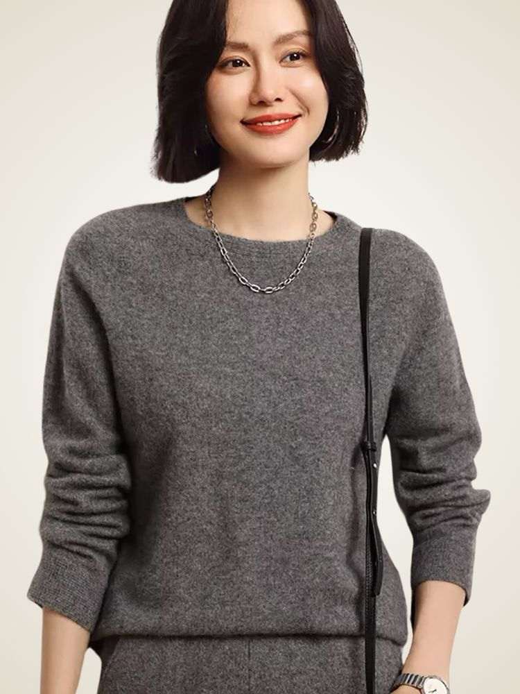 Lanlycashmere Women Crewneck Cashmere Sweater 