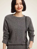 Lanlycashmere Women Crewneck Cashmere Sweater 