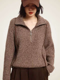 Lanlycashmere Women Half Zip Cashmere Sweater
