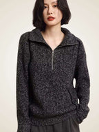 Lanlycashmere Women Half Zip Cashmere Sweater